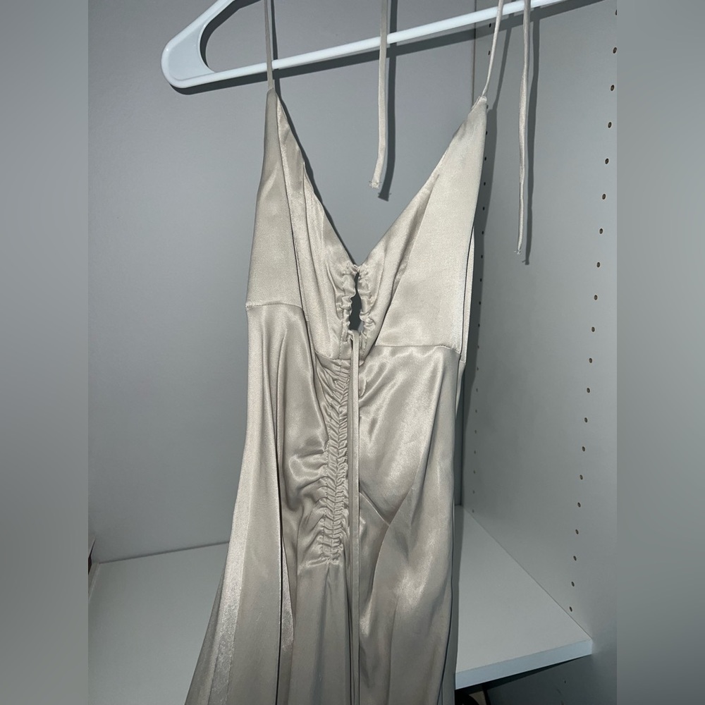 ZARA Silk Slip Dress in Taupe Size XS